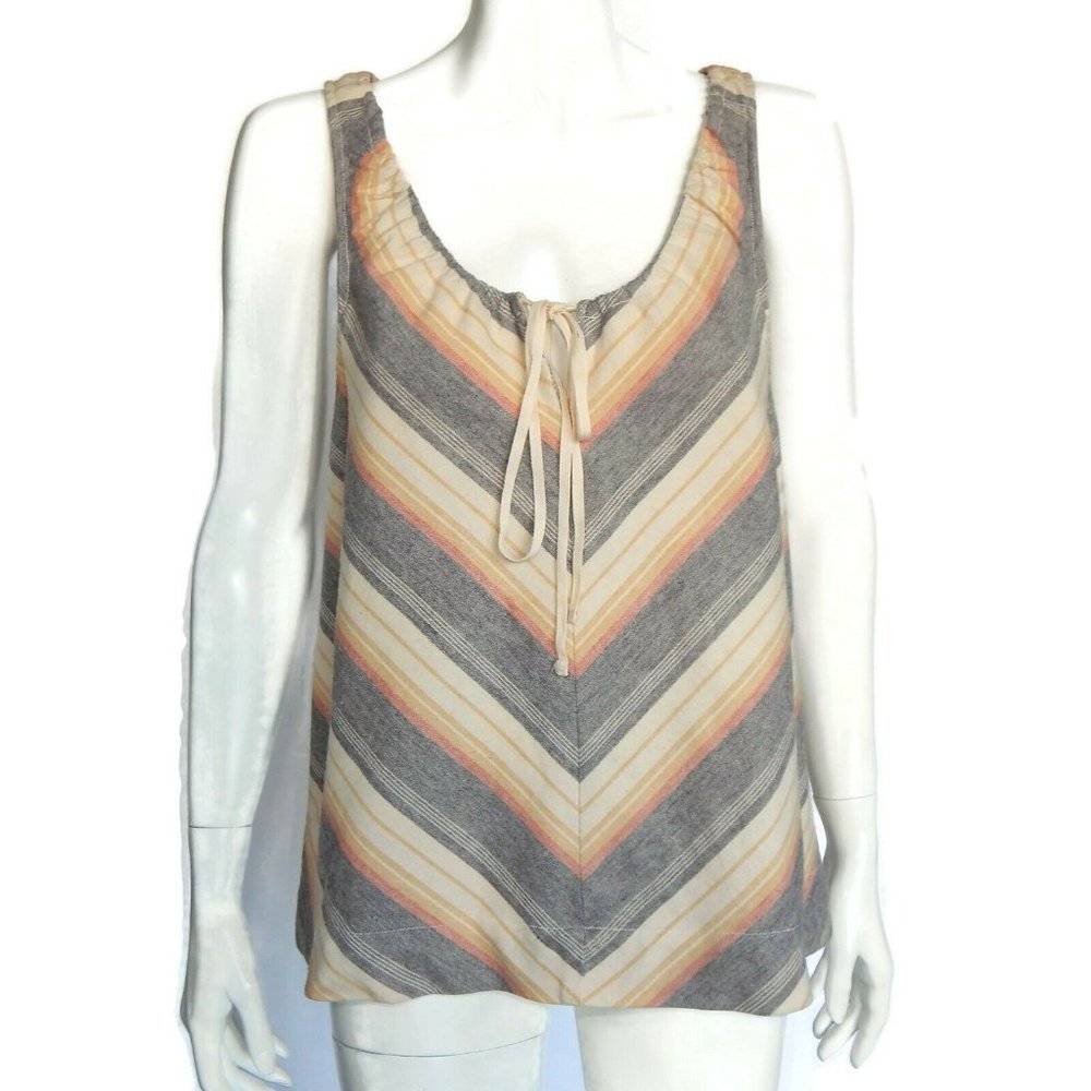 TEXTILE Elizabeth & James Striped Cream Gray Rose Sleeveless Top sz Medium /5884